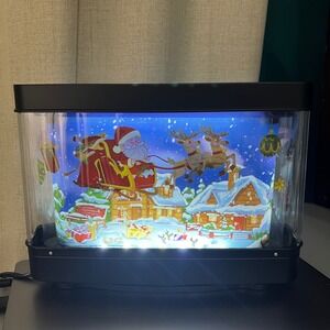 Domica Christmas Motion Lamp Rotating Santa Sleigh Winter Village Scene Light